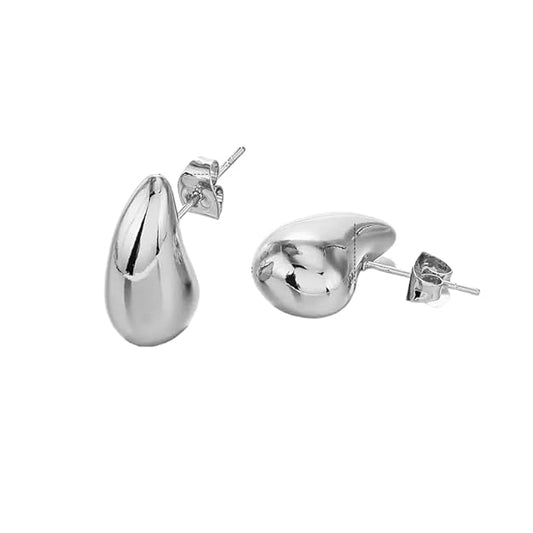 Close-up view of premium artificial Silver Plated Teardrop Stud Earrings for Women | Minimalist Daily Wear Earrings by Innovate Art Impex.