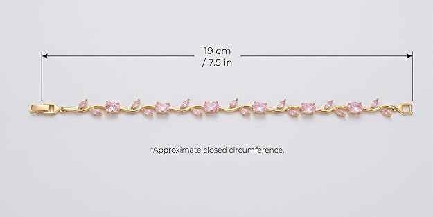 Gold-Toned Elysian Vine Link Bracelet with Radiant Pink Oval & Marquise Gemstones