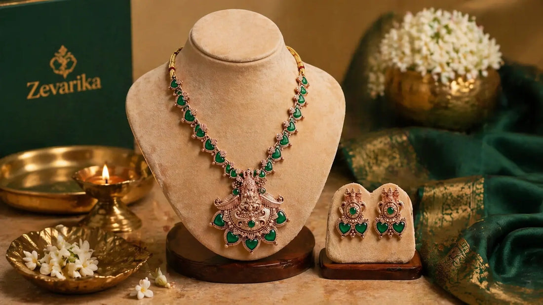 Kerala Palakka Necklace Set with Lakshmi Pendant Innovate Art Impex
