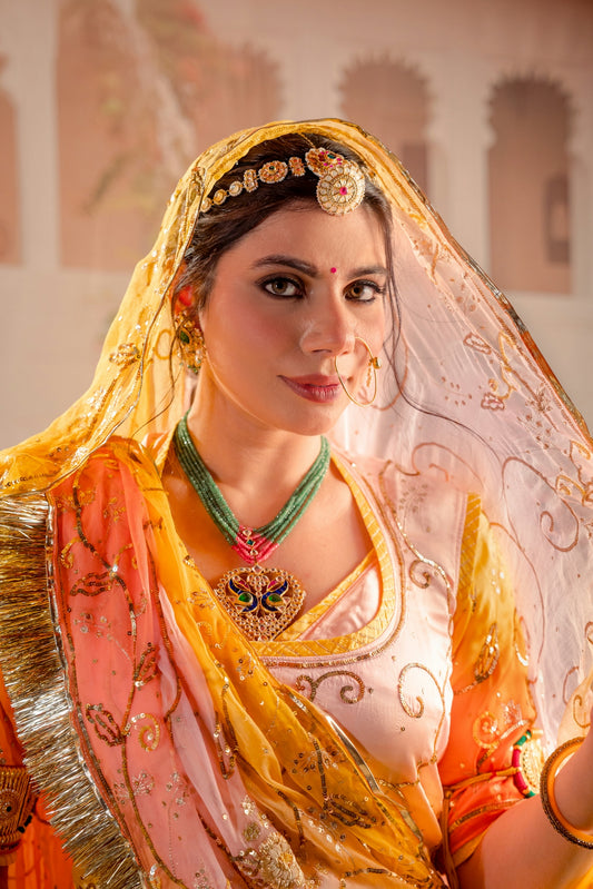 Woman in traditional indian attire and jewelry