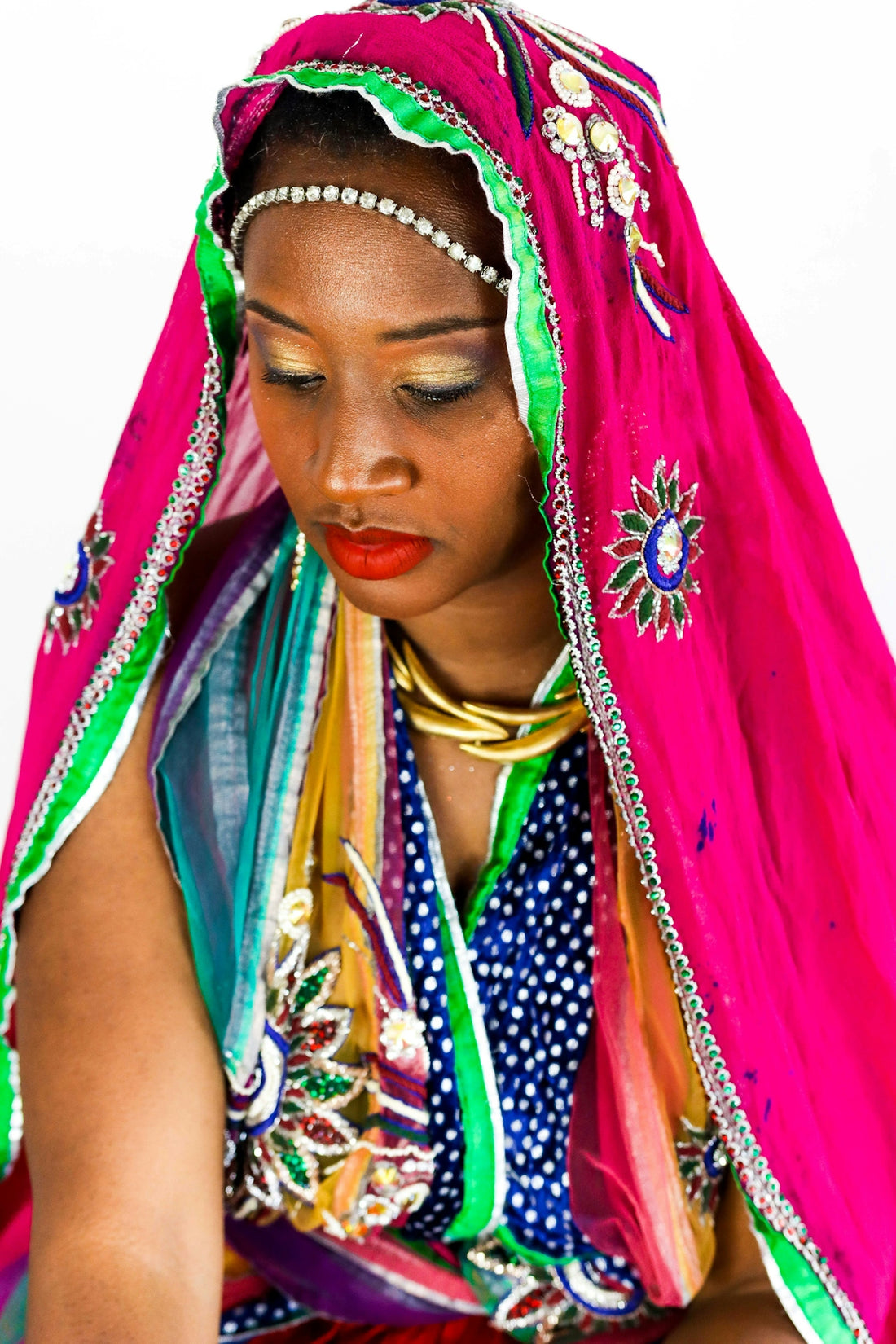 Woman in colorful traditional indian attire