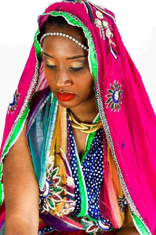 Woman in colorful traditional indian attire