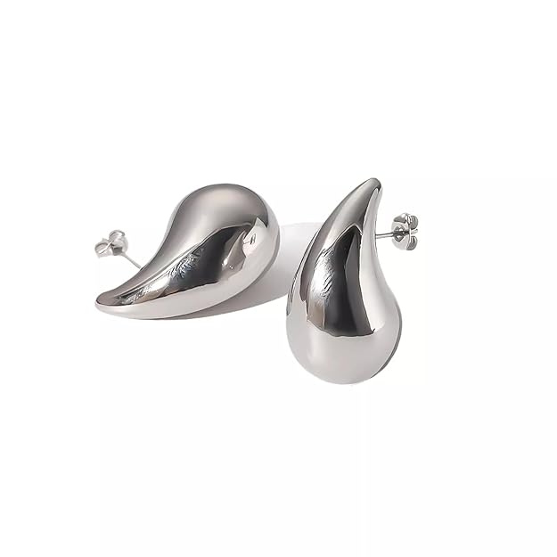 Close-up view of premium artificial Silver Plated Teardrop Stud Earrings for Women | Minimalist Daily Wear Earrings by Innovate Art Impex.