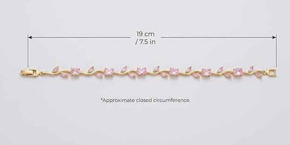 Gold-Toned Elysian Vine Link Bracelet with Radiant Pink Oval & Marquise Gemstones