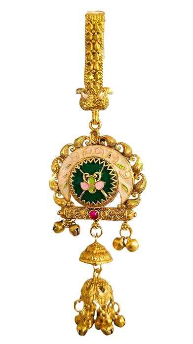 Traditional Antique Gold-Toned Meenakari Saree Challa