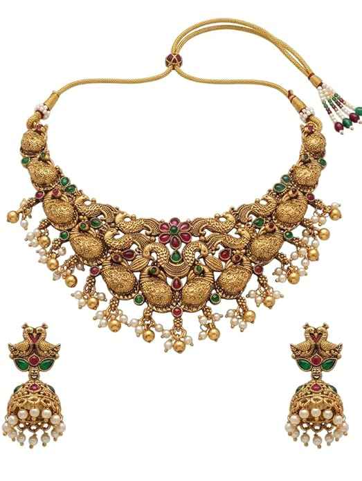 The Royal Mayur Heritage Antique Gold Necklace Set