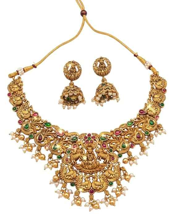 The Heritage Lakshmi Repoussé Compact Choker Set