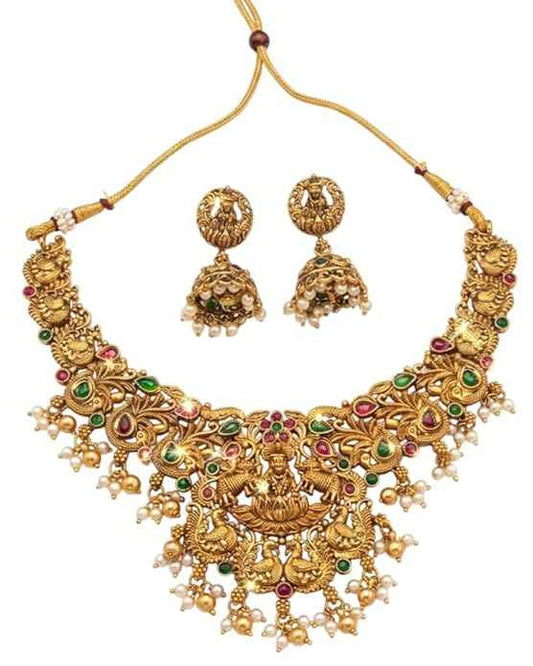 The Heritage Lakshmi Repoussé Compact Choker Set