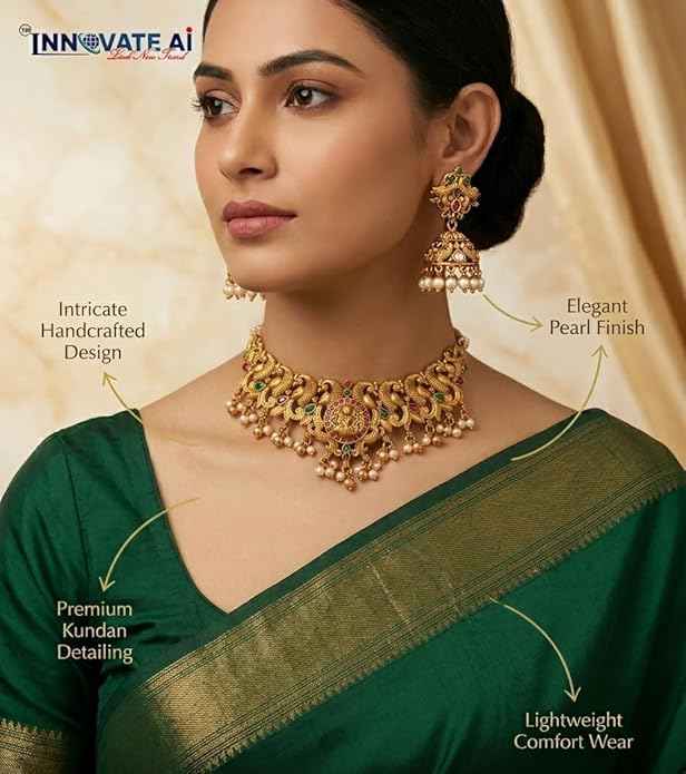 The Divine Lakshmi & Mayur Heritage Antique Gold Choker Set