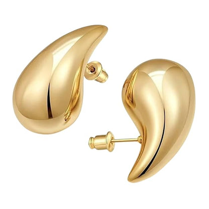Close-up view of premium artificial Gold Plated Teardrop Stud Earrings for Women | Minimalist Daily Wear Earrings by Innovate Art Impex.