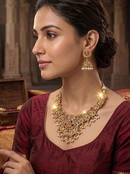 The Heritage Lakshmi Repoussé Compact Choker Set