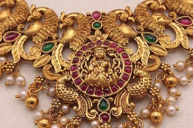 The Divine Lakshmi & Mayur Heritage Antique Gold Choker Set