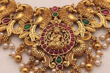 The Divine Lakshmi & Mayur Heritage Antique Gold Choker Set