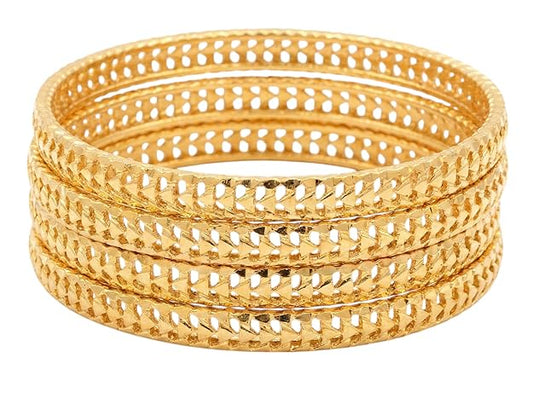 Innovate Art Impex Traditional Bengali Gold Tone Alloy Bangles Set of 4 for Women | Ethnic Indian Chudi Kada Jewelry for Girls | Bridal & Wedding Accessories | Daily Bangle Bracelet Pack