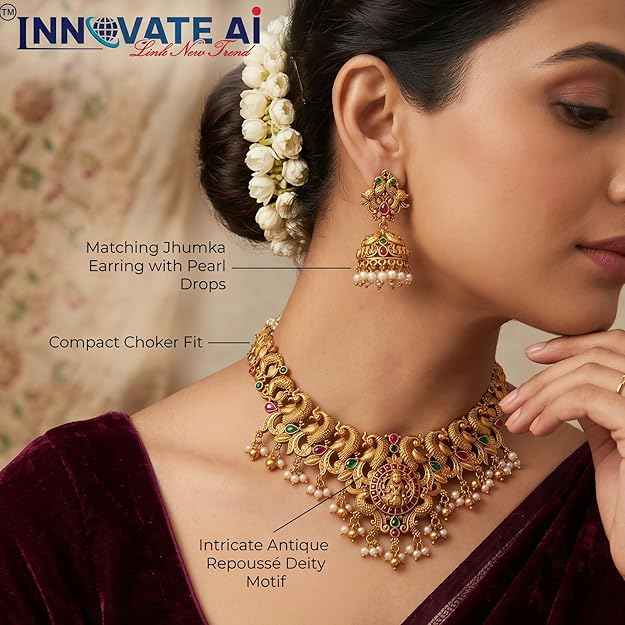 The Divine Lakshmi & Mayur Heritage Antique Gold Choker Set