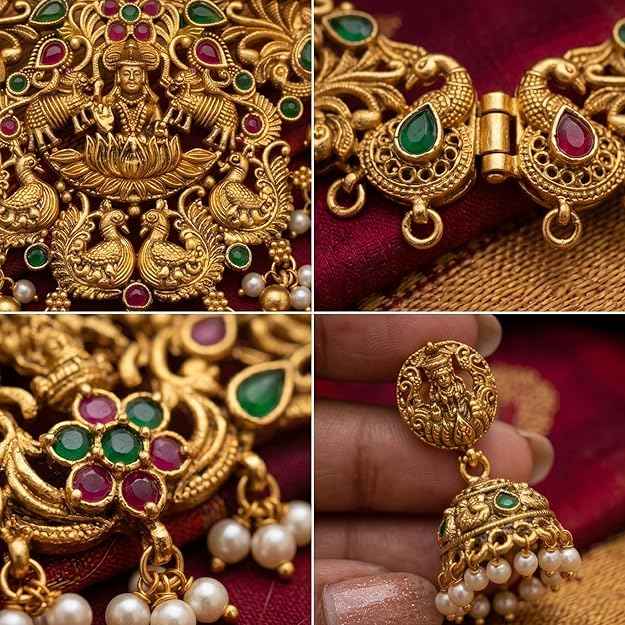 The Heritage Lakshmi Repoussé Compact Choker Set