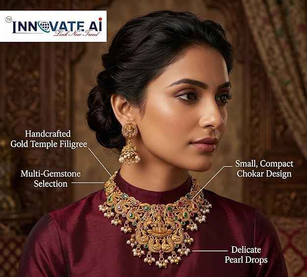 The Heritage Lakshmi Repoussé Compact Choker Set