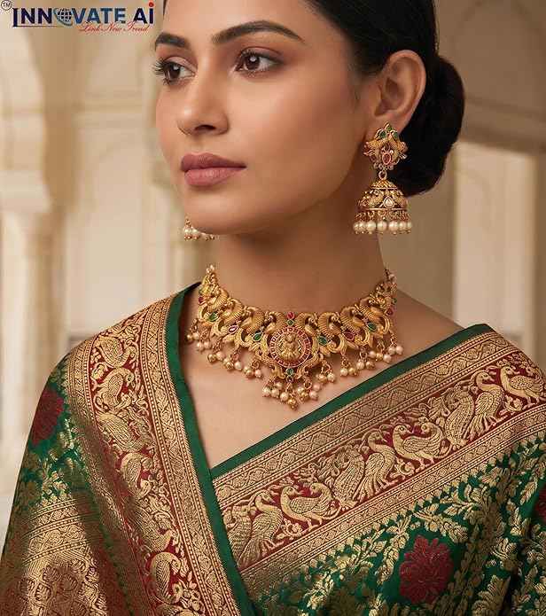 The Divine Lakshmi & Mayur Heritage Antique Gold Choker Set