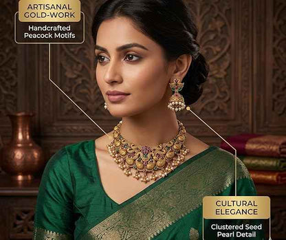 The Royal Mayur Heritage Antique Gold Necklace Set