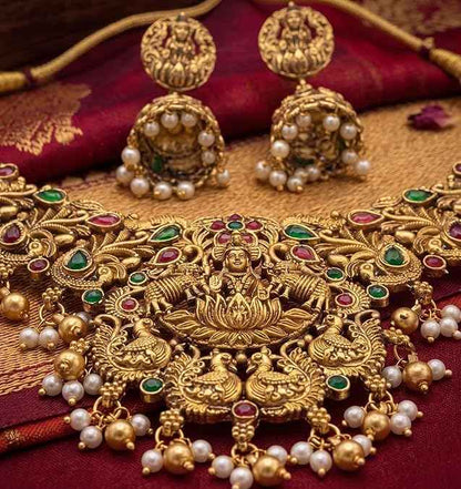 The Heritage Lakshmi Repoussé Compact Choker Set
