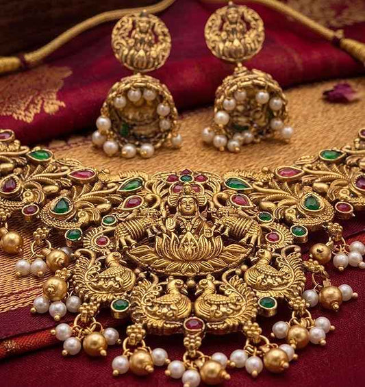 The Heritage Lakshmi Repoussé Compact Choker Set