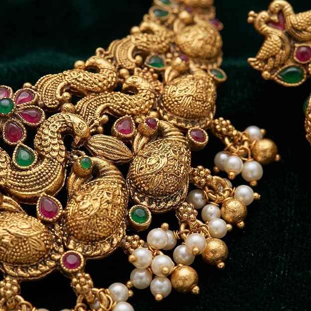 The Royal Mayur Heritage Antique Gold Necklace Set