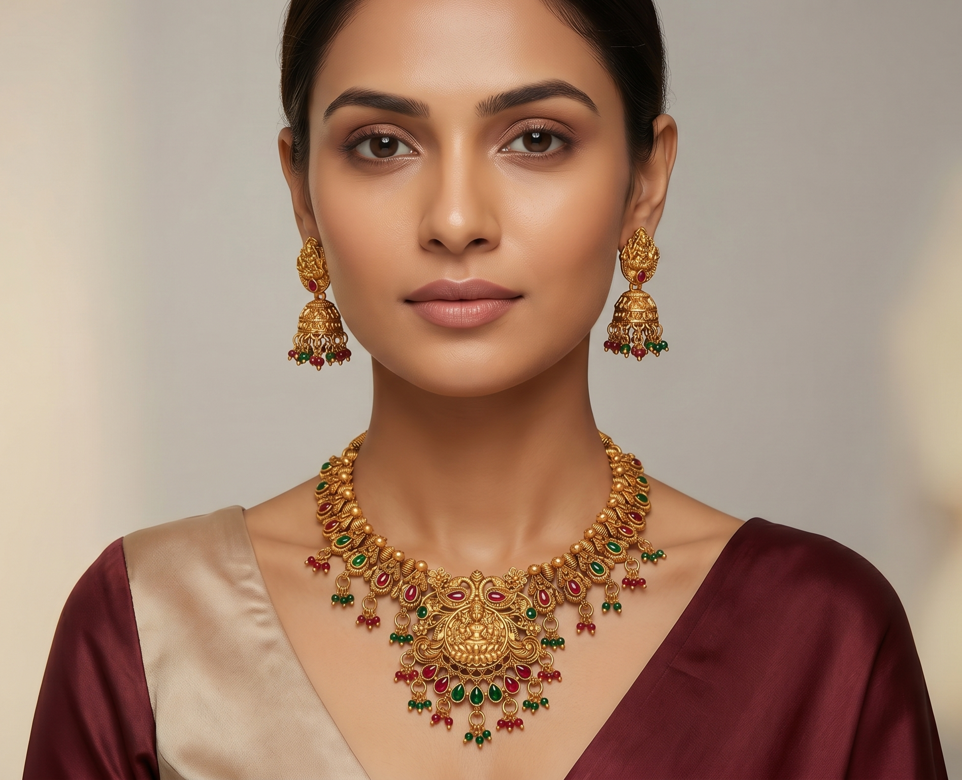 The Royal Lakshmi & Peacock Temple Necklace Set