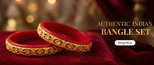 Close-up view of premium artificial Women Traditional Red Gold Plated Designer Bangles Set | Bridal Ethnic Kada | Wedding & Festive Wear Jewellery by Innovate Art Impex.