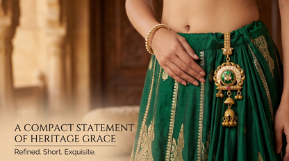Traditional Antique Gold-Toned Meenakari Saree Challa