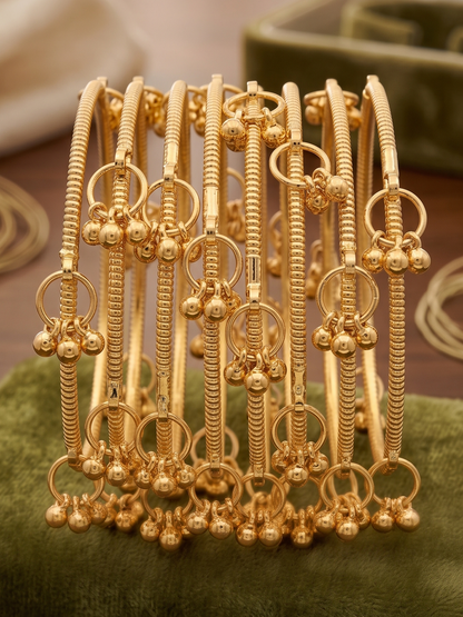 INNOVATE ART IMPEX Kashmiri Ghungroo Bangle Set | Premium Gold Plated Traditional Chudiyan (Set of 8) Innovate Art Impex