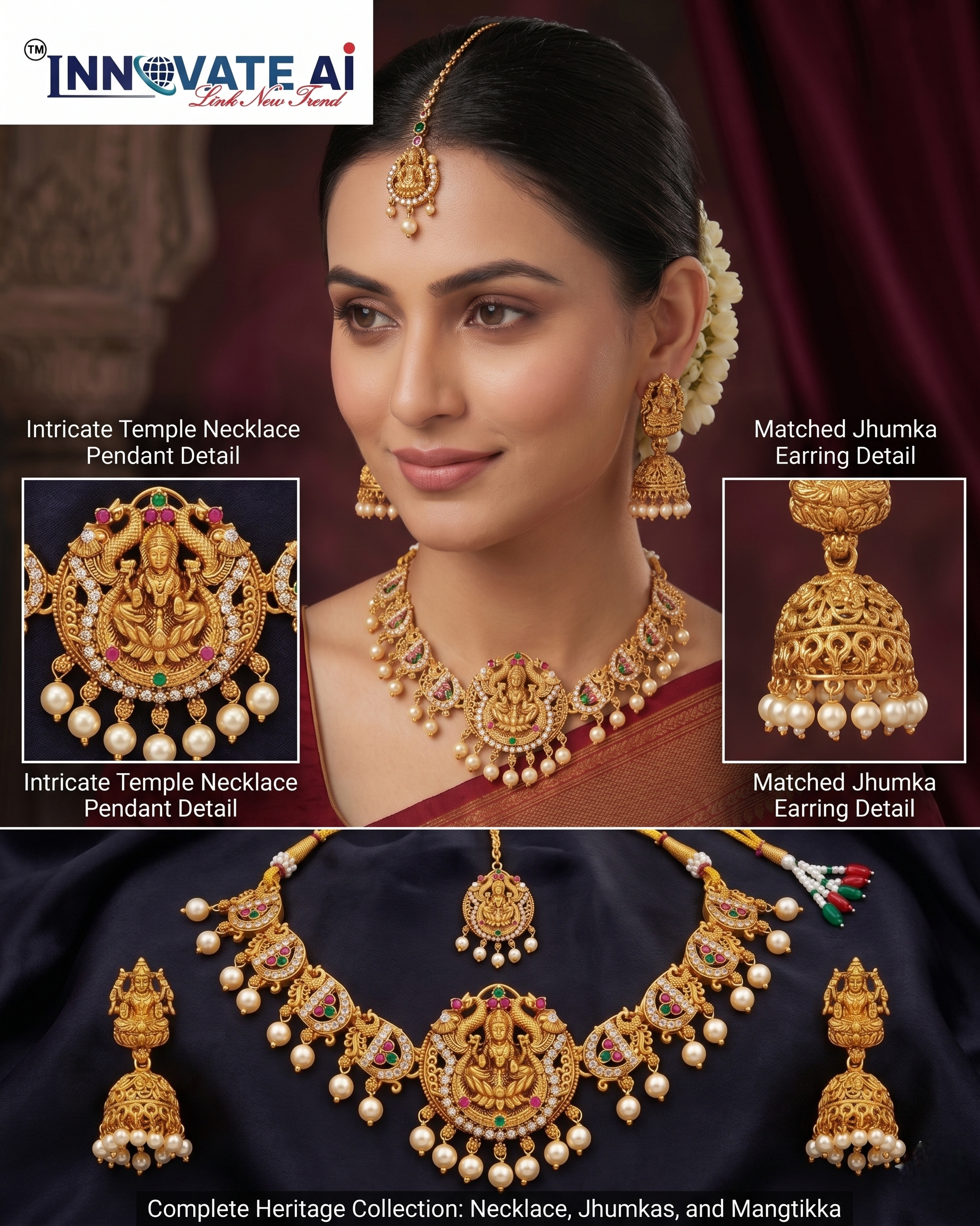 The Royal Lakshmi Peacock Temple Choker Set
