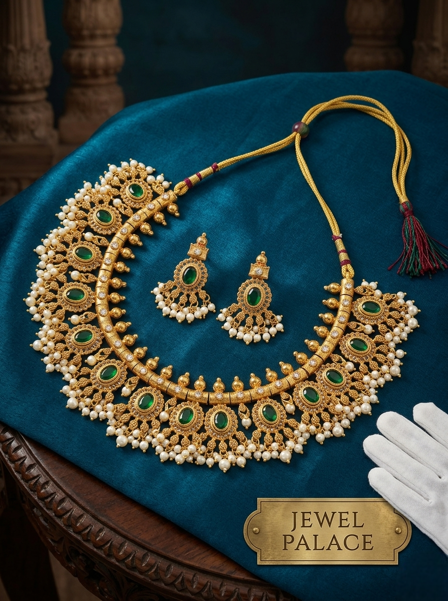 The Heritage Palakka Green Stone Choker Set