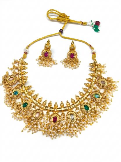 The Heritage Ruby & Emerald Antique Gold Choker Set