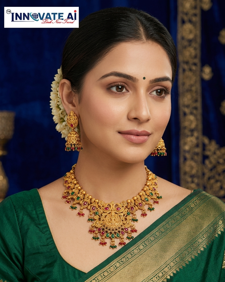 The Royal Lakshmi & Peacock Temple Necklace Set