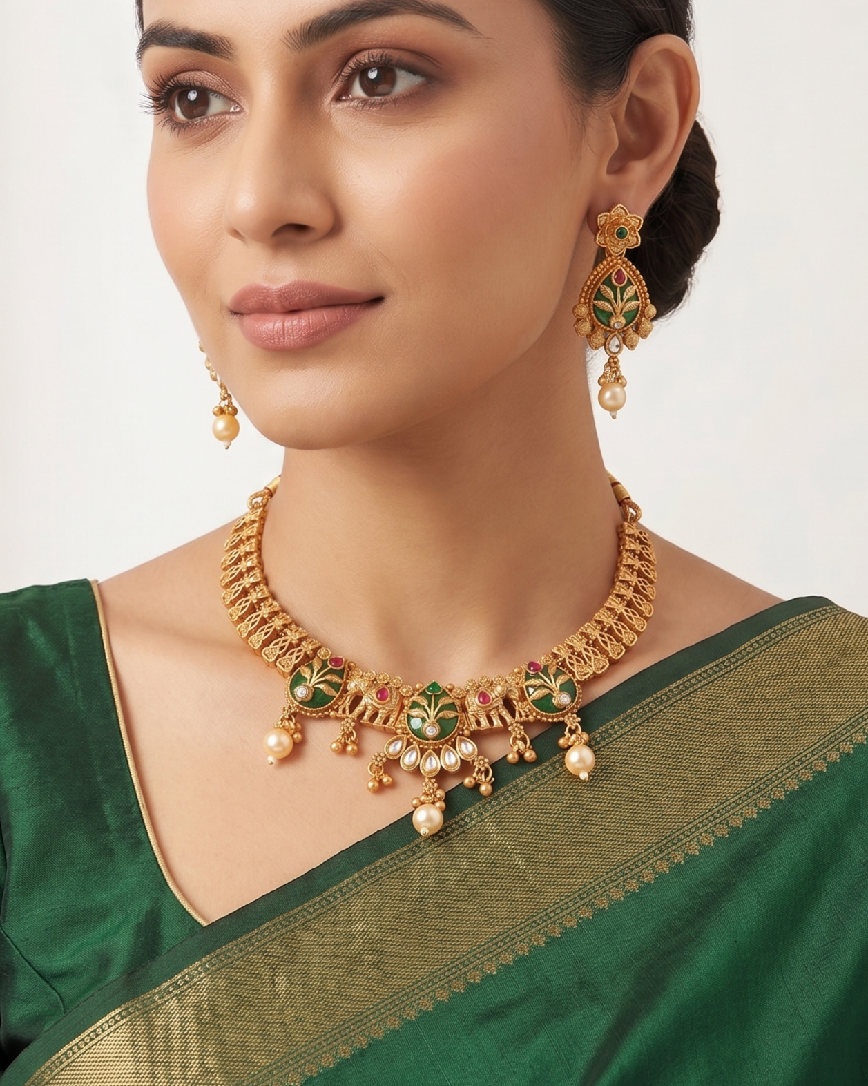 Detailed Gold Mesh Chain Band texture of Indian Choker