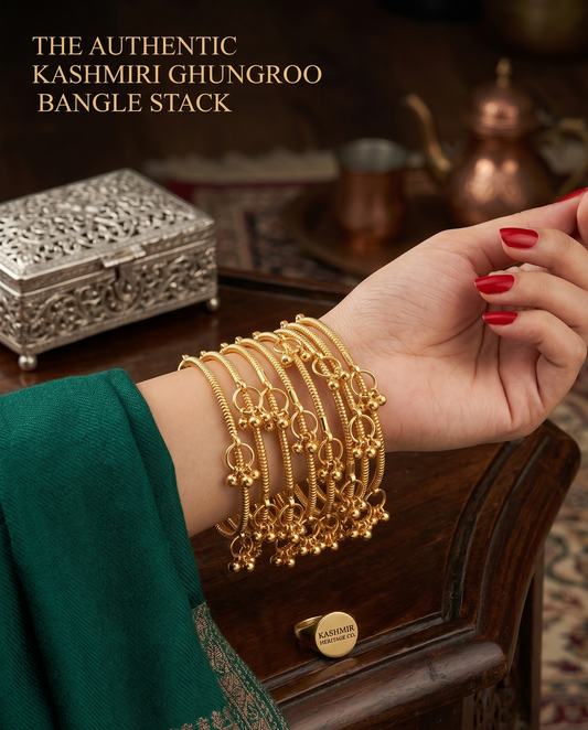 INNOVATE ART IMPEX Kashmiri Ghungroo Bangle Set | Premium Gold Plated Traditional Chudiyan (Set of 8) Innovate Art Impex
