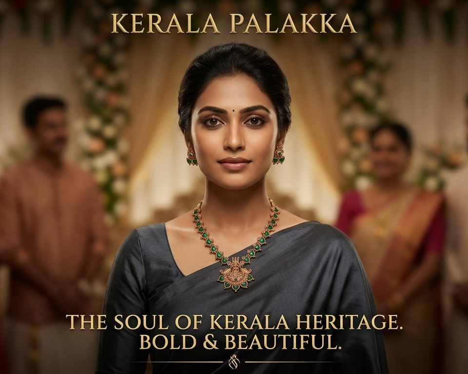 Kerala Palakka Antique Gold Necklace Set with Goddess Lakshmi Pendant Innovate Art Impex