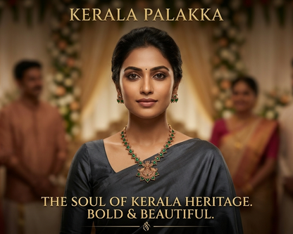 Kerala Palakka Antique Gold Necklace Set with Goddess Lakshmi Pendant Innovate Art Impex