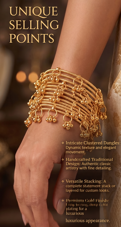 INNOVATE ART IMPEX Kashmiri Ghungroo Bangle Set | Premium Gold Plated Traditional Chudiyan (Set of 8) Innovate Art Impex