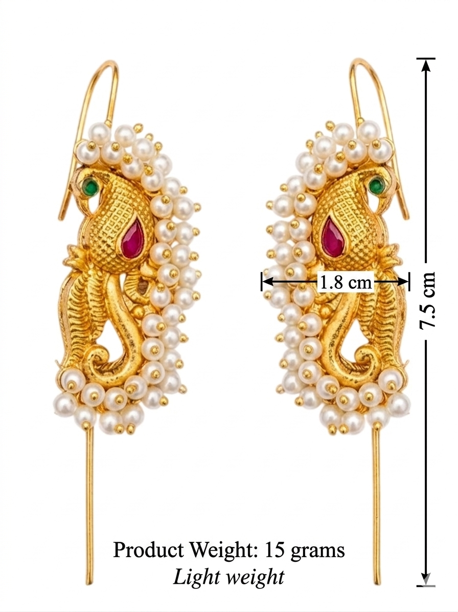 Product dimensions of 7.5cm long lightweight Indian ear cuffs