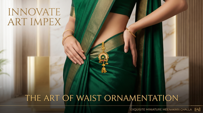 Traditional Antique Gold-Toned Meenakari Saree Challa