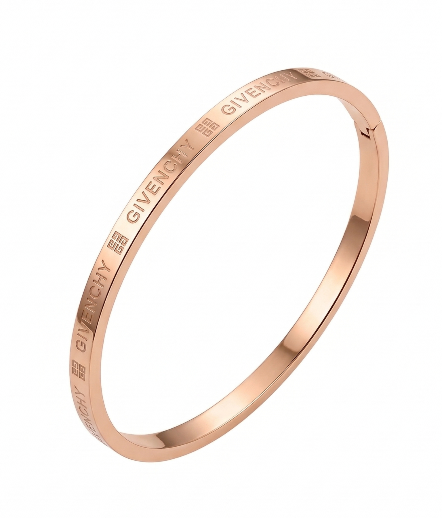 Close-up view of premium artificial INNOVATE ART IMPEX Premium Rose Gold Engraved Hinged Bangle Bracelet for Women by Innovate Art Impex.