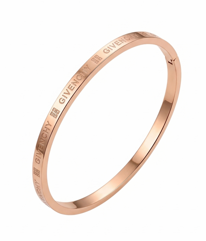 Close-up view of premium artificial INNOVATE ART IMPEX Premium Rose Gold Engraved Hinged Bangle Bracelet for Women by Innovate Art Impex.
