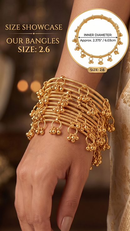 INNOVATE ART IMPEX Kashmiri Ghungroo Bangle Set | Premium Gold Plated Traditional Chudiyan (Set of 8) Innovate Art Impex