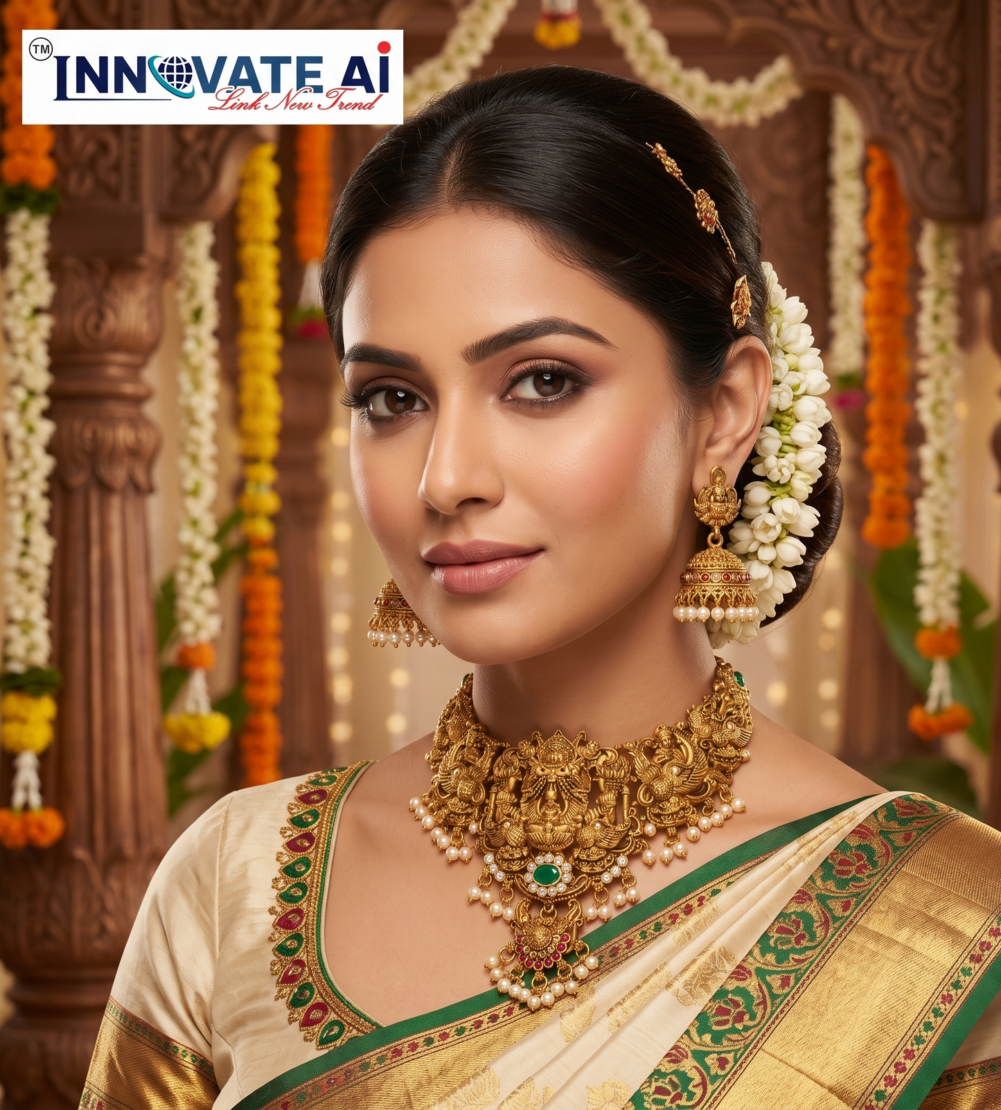 Handcrafted Antique Gold-Plated Kundan Choker Set with Cultured Pearls & Simulated Gemstones