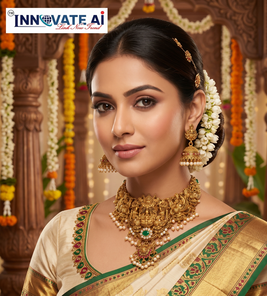 Handcrafted Antique Gold-Plated Kundan Choker Set with Cultured Pearls & Simulated Gemstones