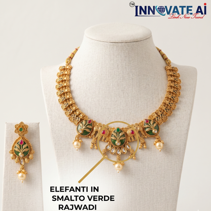 Close-up Detail of Traditional Gold Filigree and Green Stone Pendants with Pearl Dangles