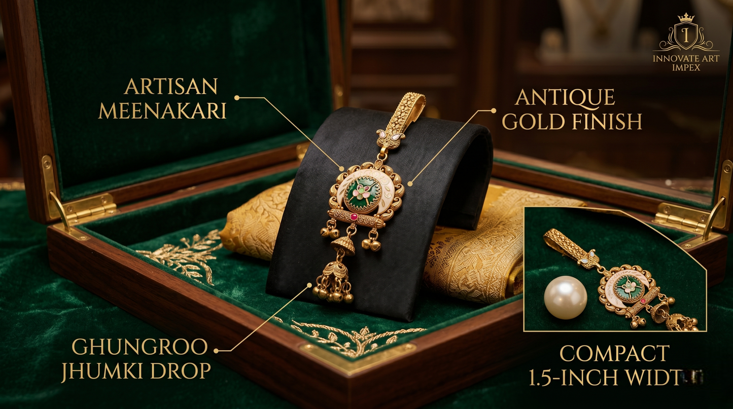 Traditional Antique Gold-Toned Meenakari Saree Challa