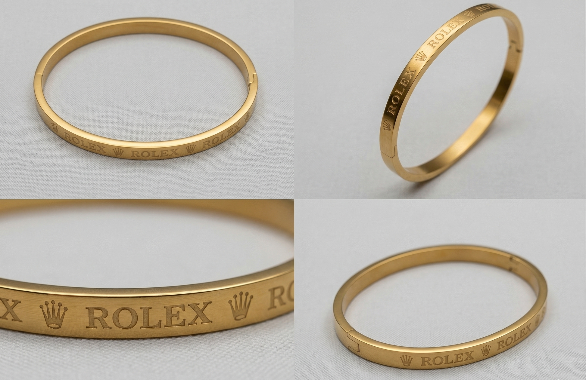 Close-up view of premium artificial Premium Gold-Plated Crown Engraved Bangle | Minimalist Designer Cuff Bracelet for Men & Women by Innovate Art Impex.