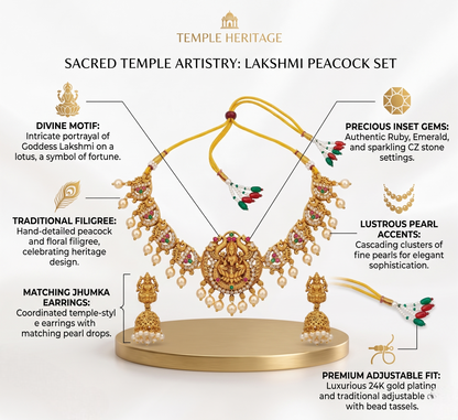The Royal Lakshmi Peacock Temple Choker Set